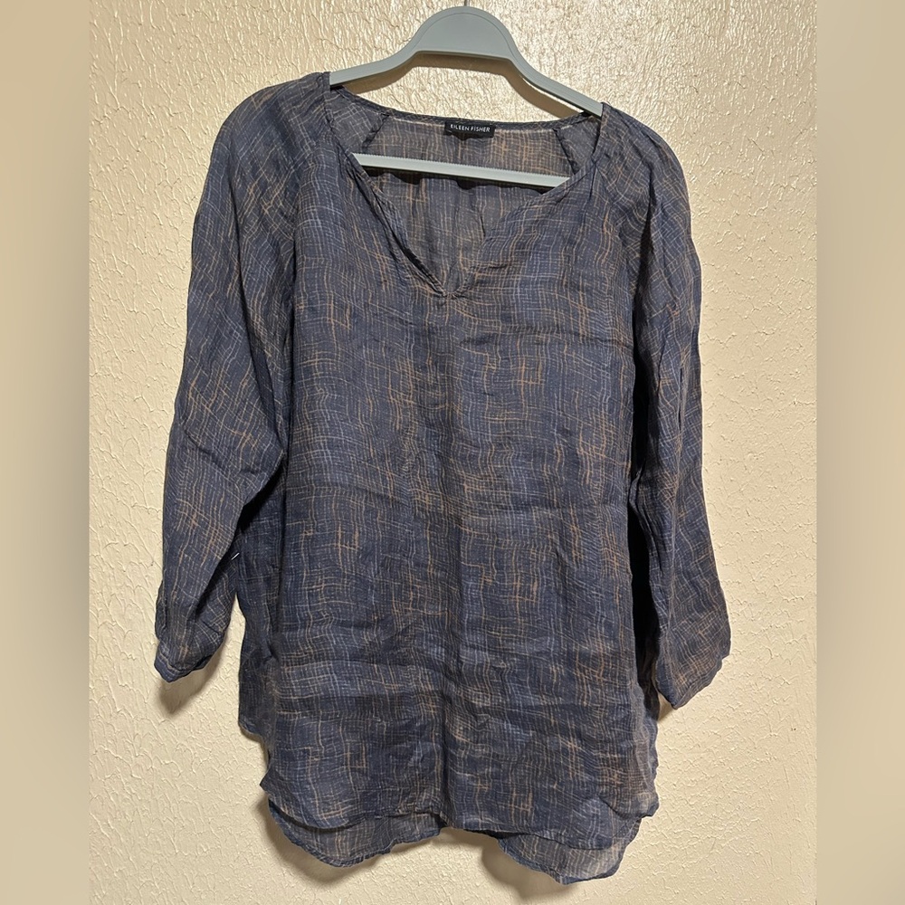 Eileen‎ Fisher Top Size Medium 100% Ramie Sheer